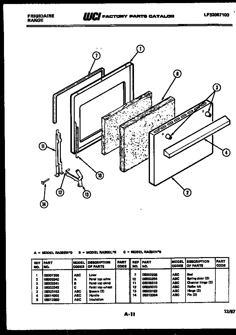 Frigidaire RA30EW0 door parts diagram