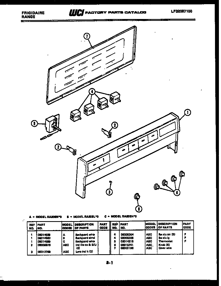 Frigidaire RA30EW0 backguard diagram