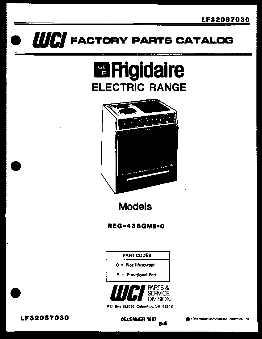 Frigidaire REG438QME0 cover diagram
