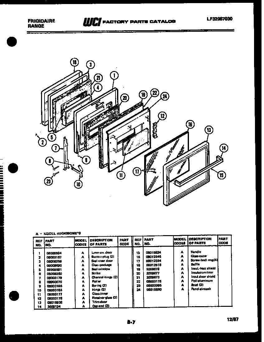 Frigidaire REG438QME0 door parts diagram