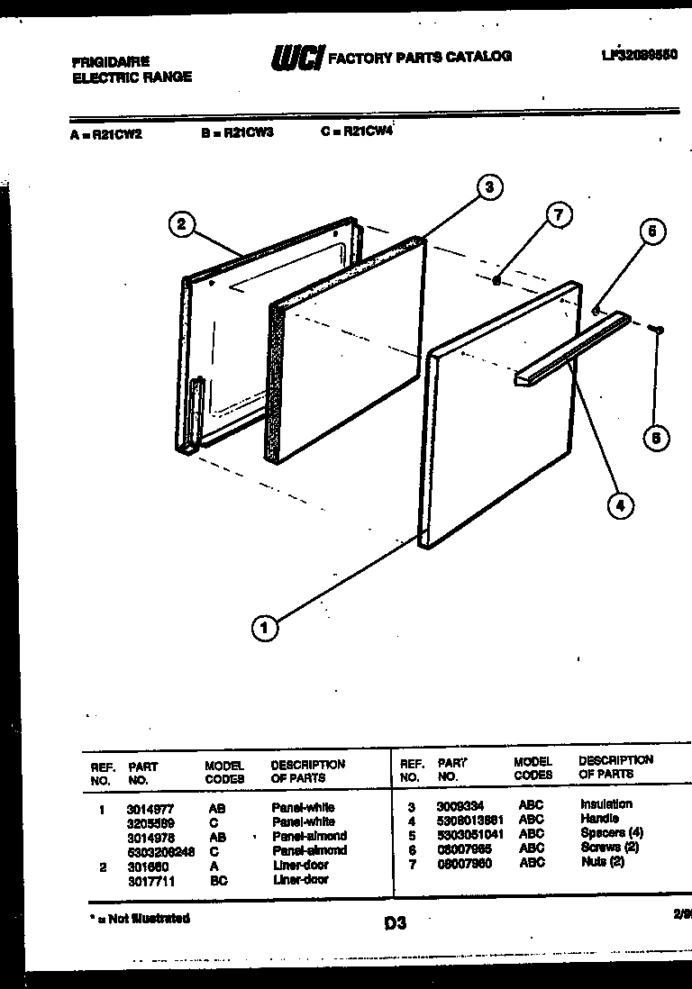 Frigidaire R21CW2 door parts diagram
