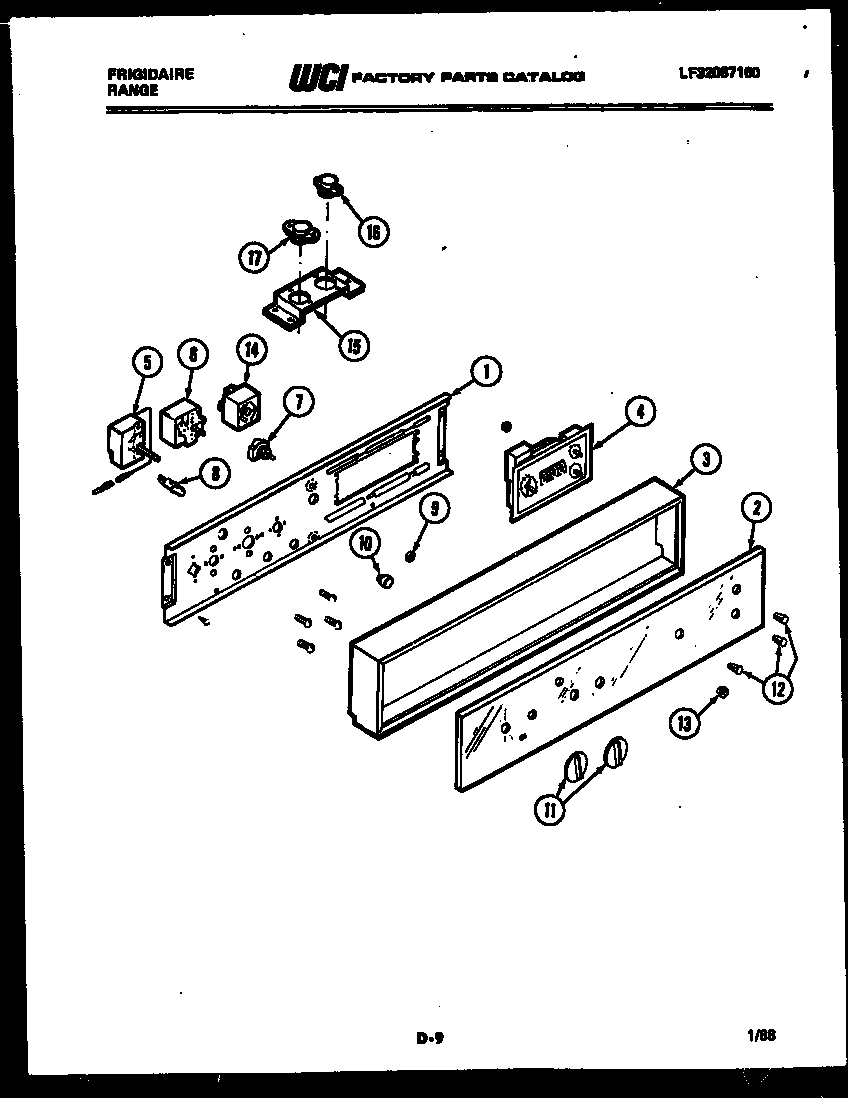 Frigidaire RG74BCB1 control panel diagram