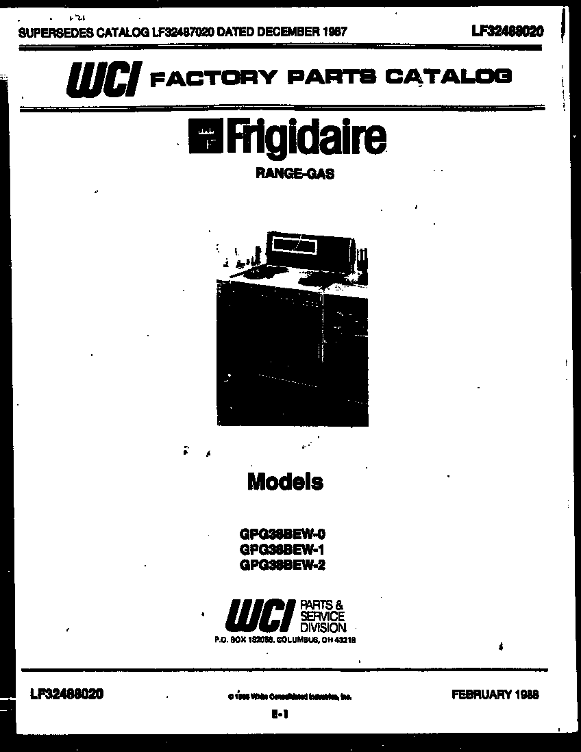 Frigidaire GPG38BEW2 cover page diagram