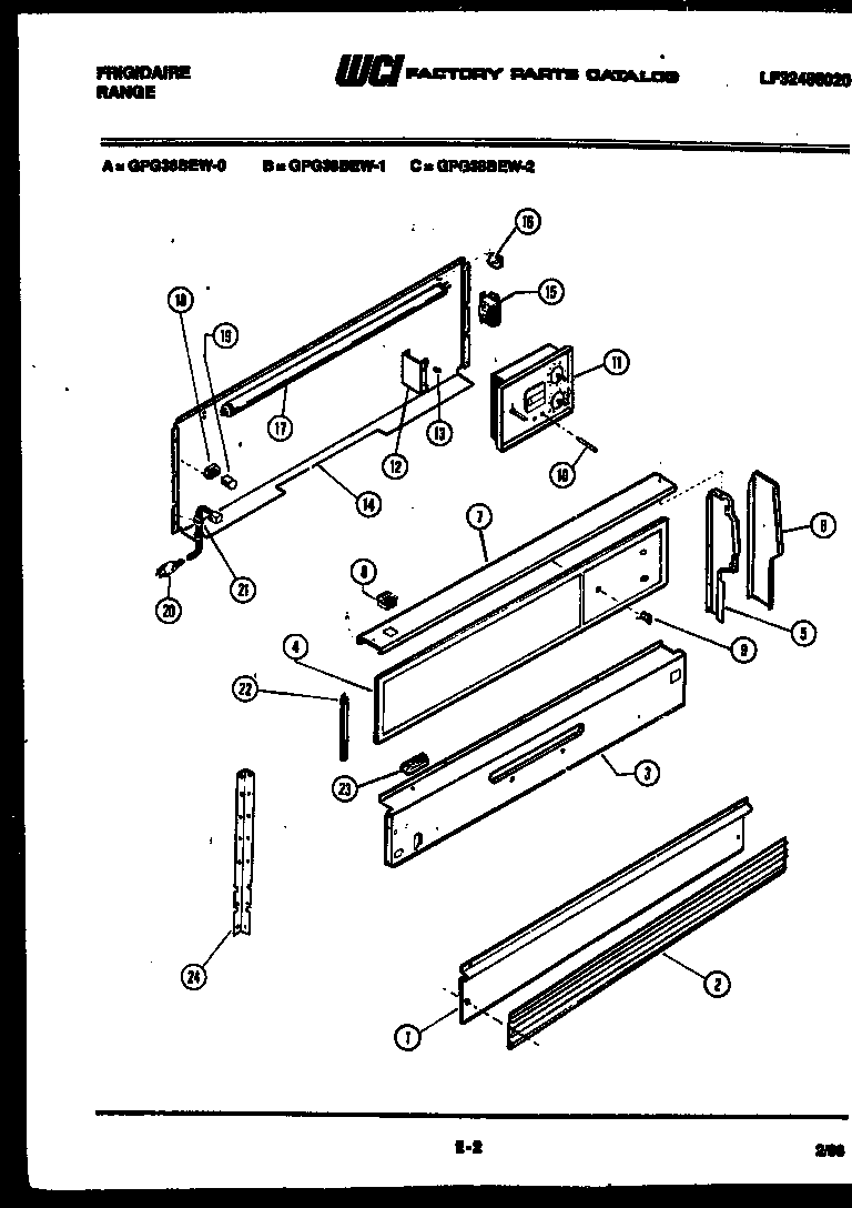 Frigidaire GPG38BEW2 backguard diagram
