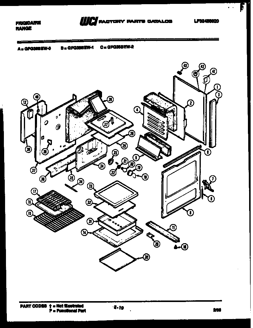 Frigidaire GPG38BEW2 body parts diagram
