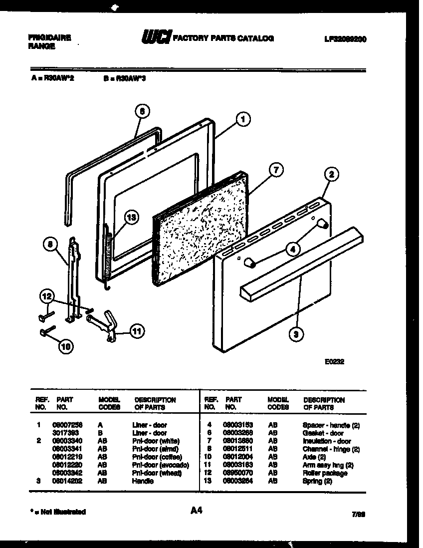 Frigidaire R30AL3 door parts diagram