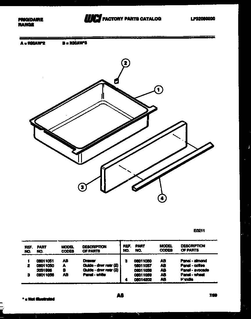 Frigidaire R30AL3 drawer parts diagram