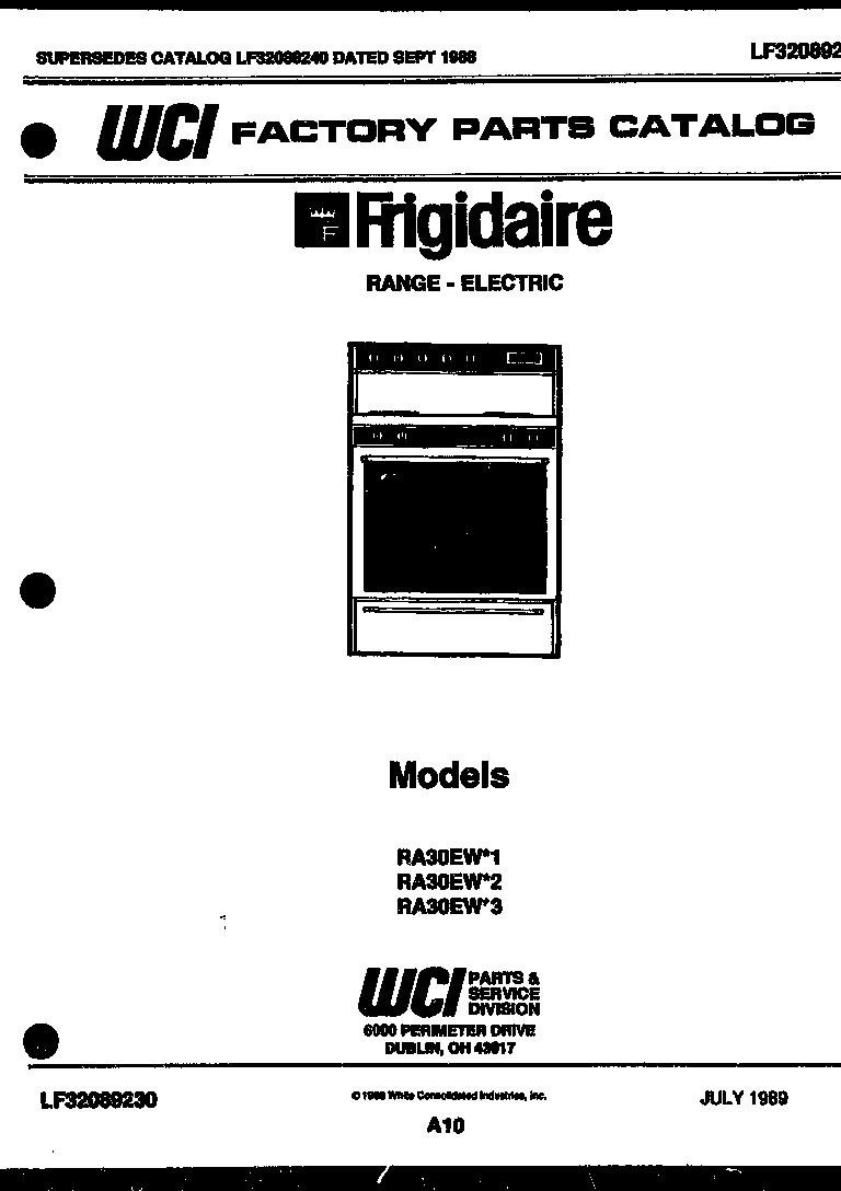 Frigidaire RA30EL1 cover diagram
