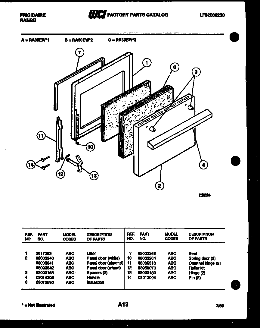 Frigidaire RA30EL1 door parts diagram