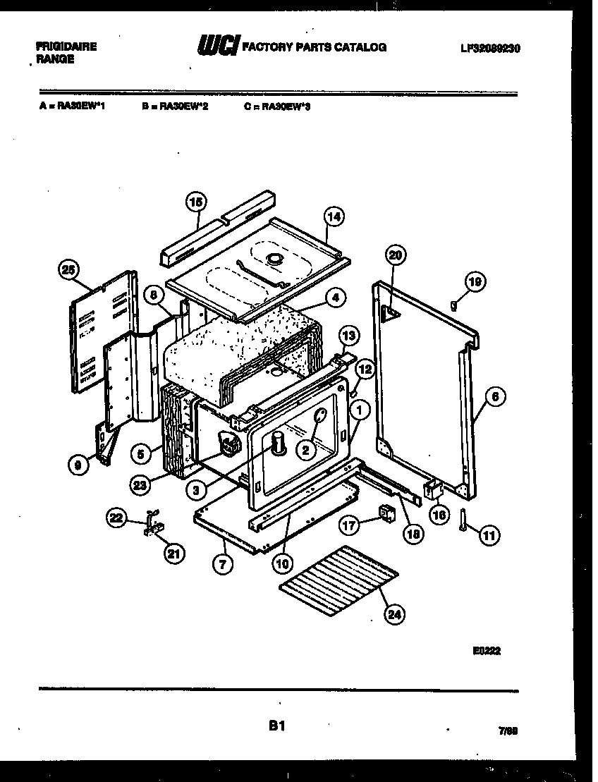 Frigidaire RA30EL1 body parts diagram