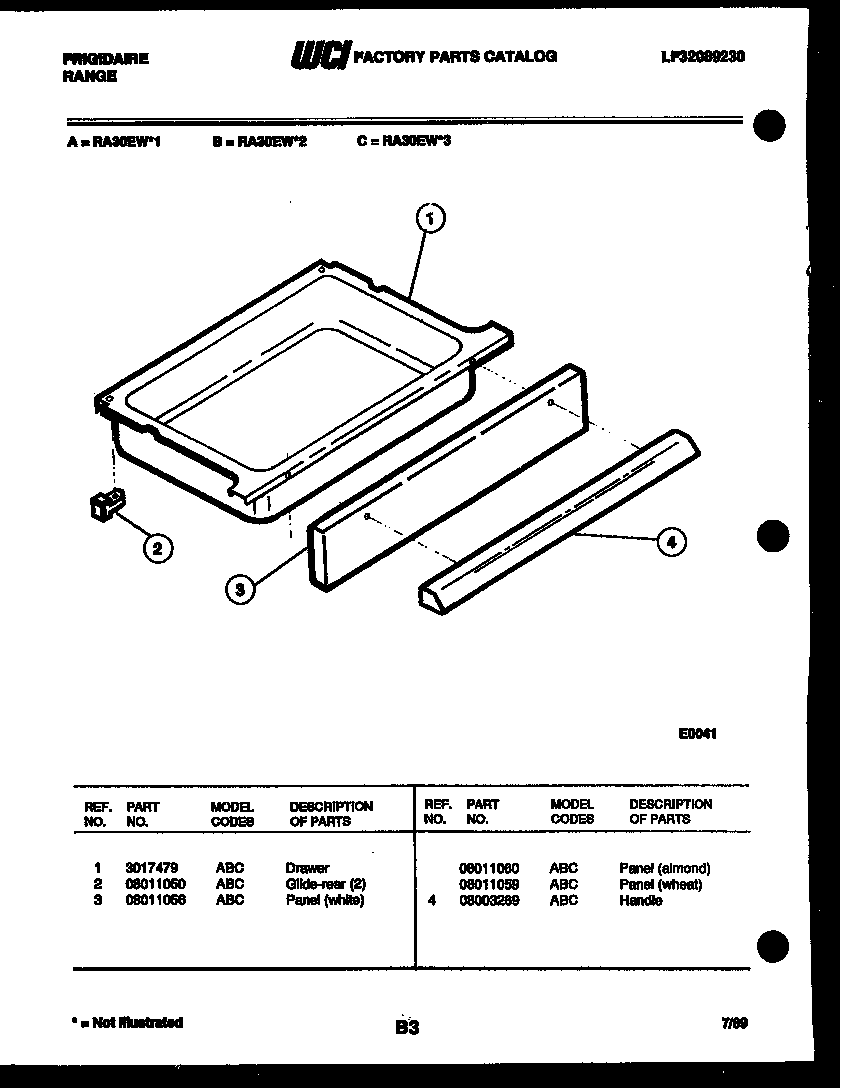 Frigidaire RA30EL1 drawer parts diagram
