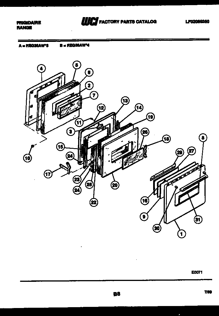 Frigidaire REG36AH3 door parts diagram