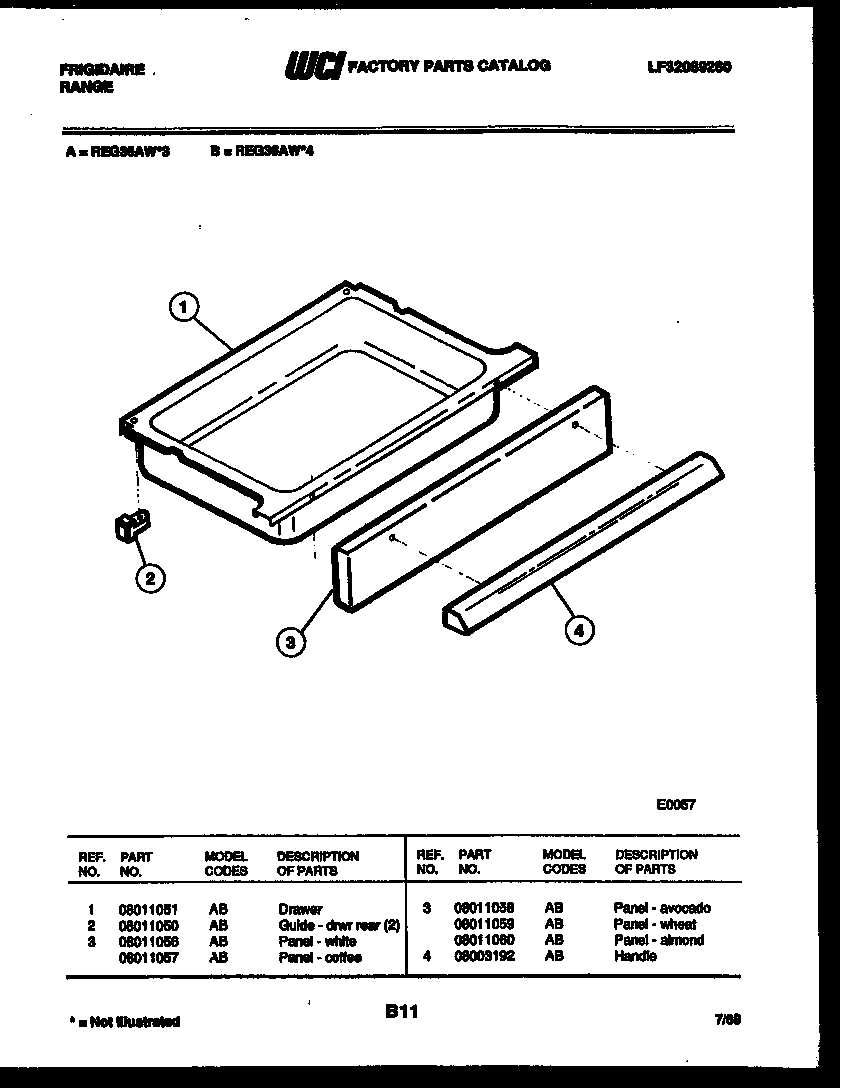 Frigidaire REG36AH3 drawer parts diagram