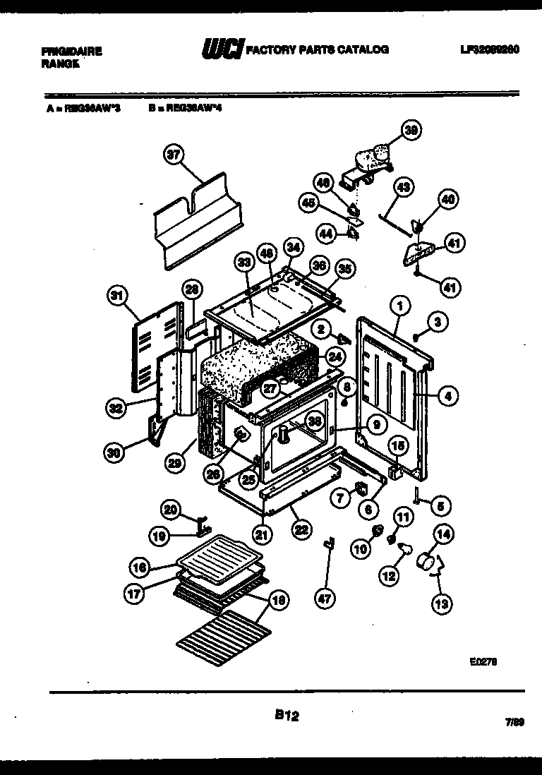 Frigidaire REG36AH3 body parts diagram