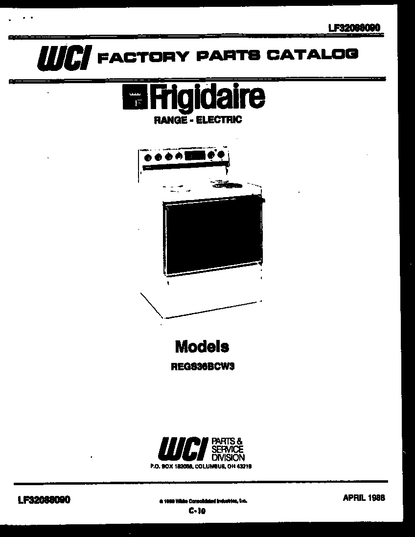 Frigidaire REGS36BCW3 cover diagram