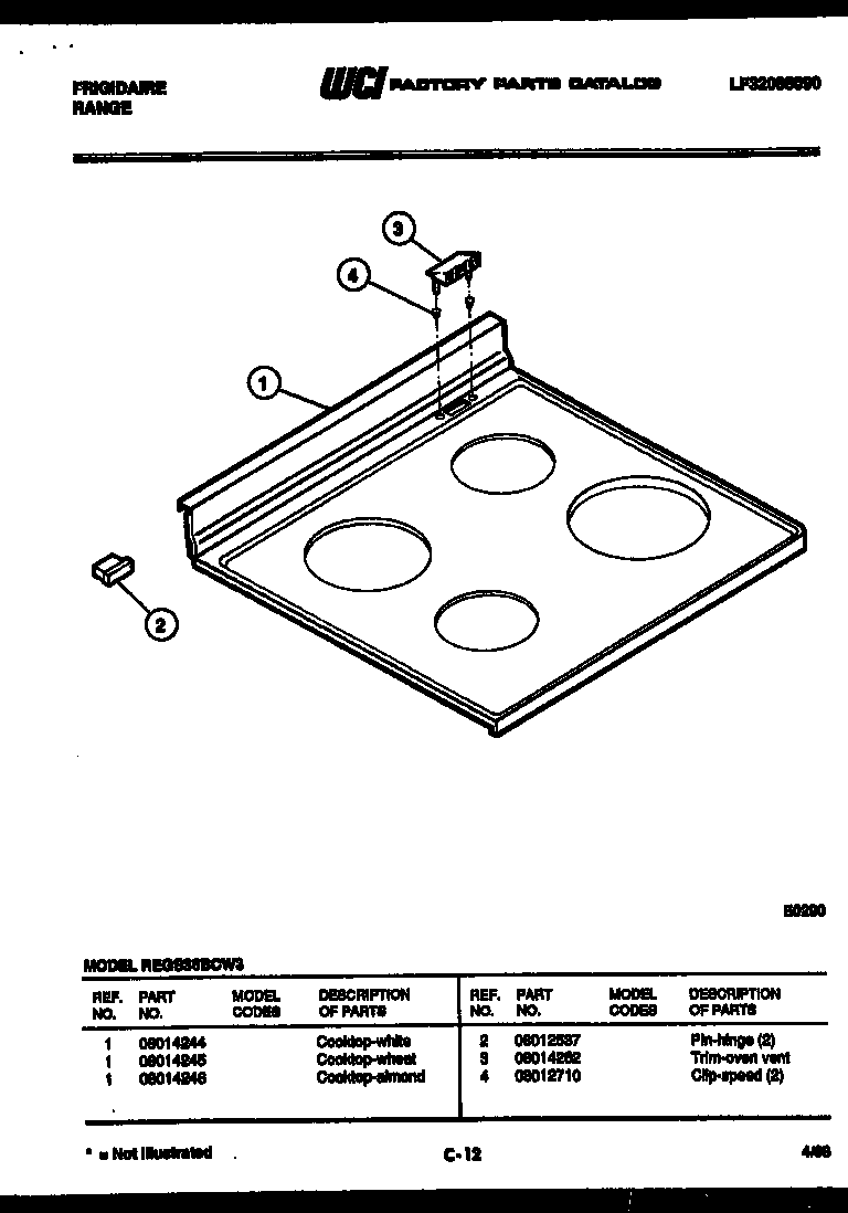 Frigidaire REGS36BCW3 cooktop parts diagram