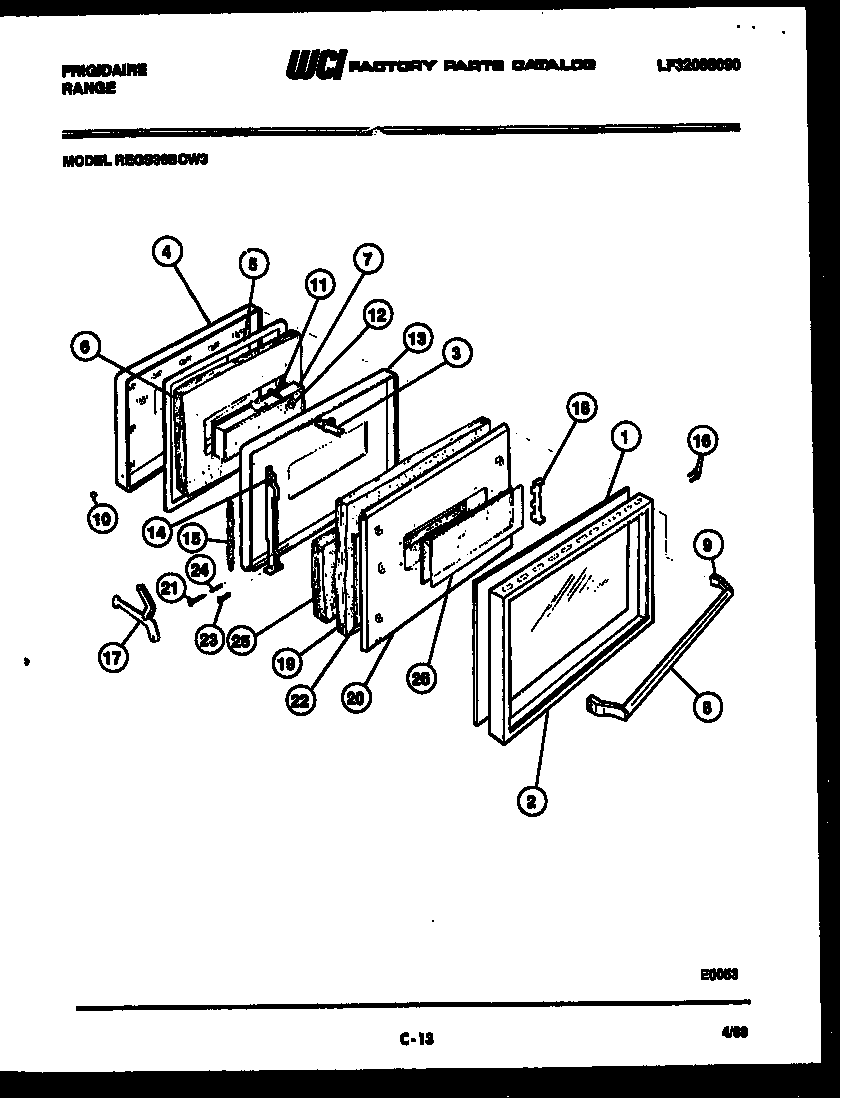 Frigidaire REGS36BCW3 door parts diagram