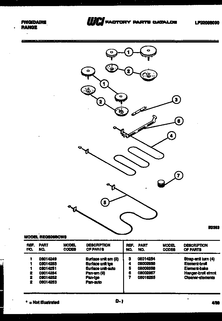 Frigidaire REGS36BCW3 broiler parts diagram