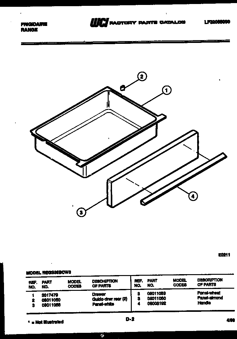 Frigidaire REGS36BCW3 drawer parts diagram