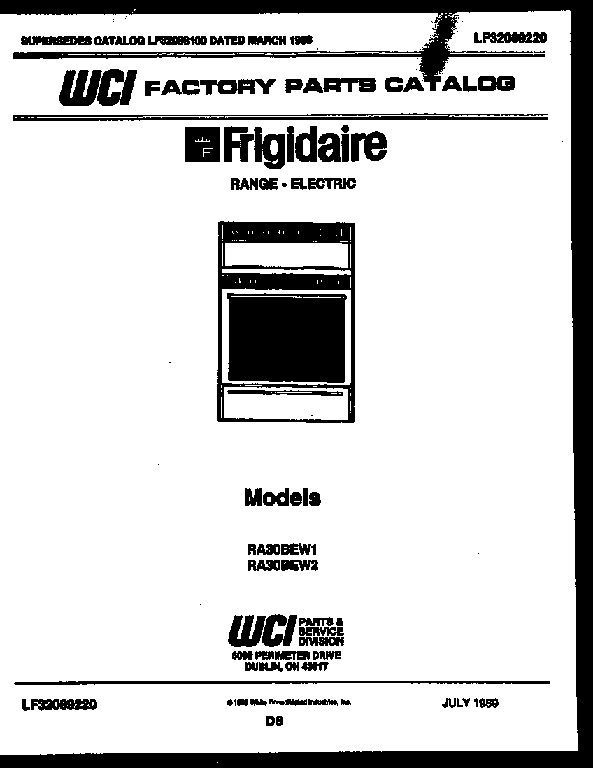 Frigidaire RA30BEW1 cover diagram