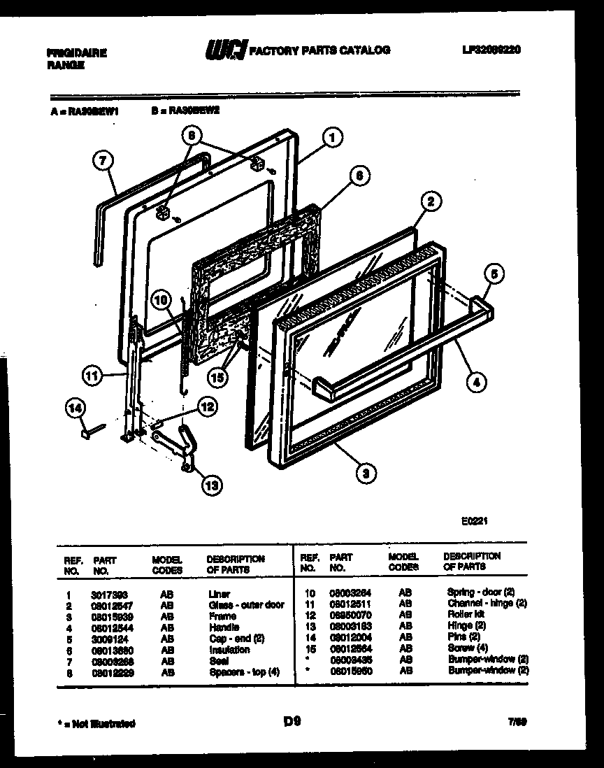 Frigidaire RA30BEW1 door parts diagram