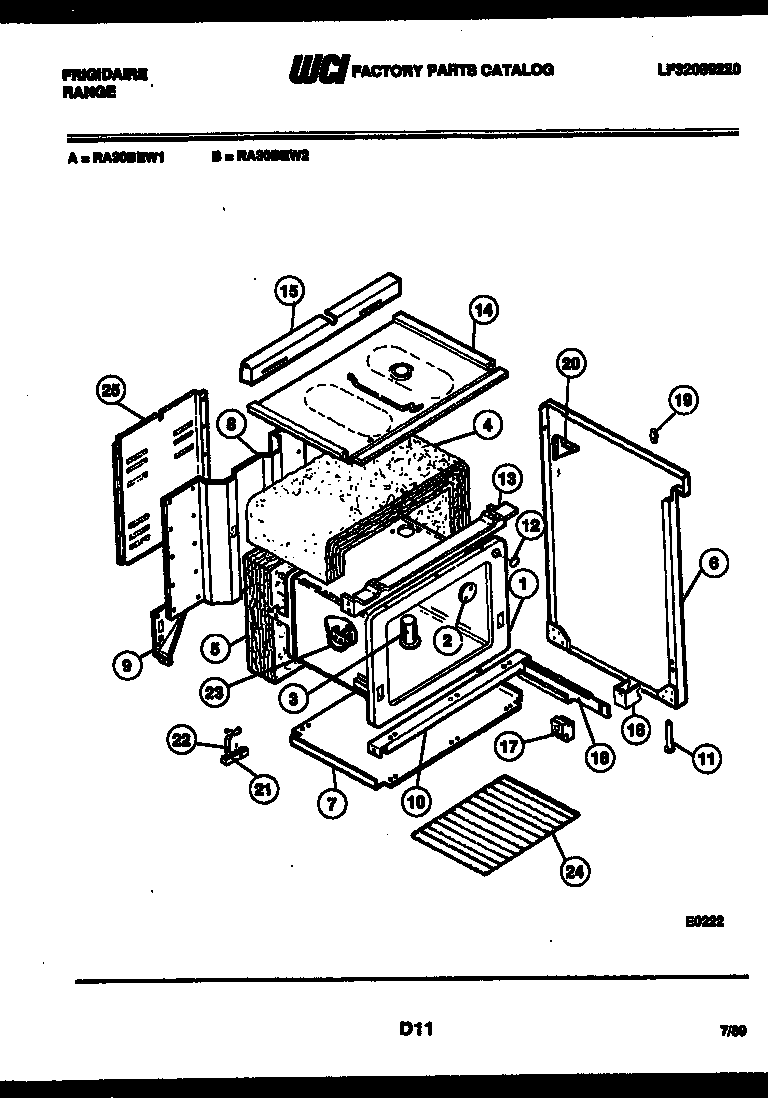 Frigidaire RA30BEW1 body parts diagram