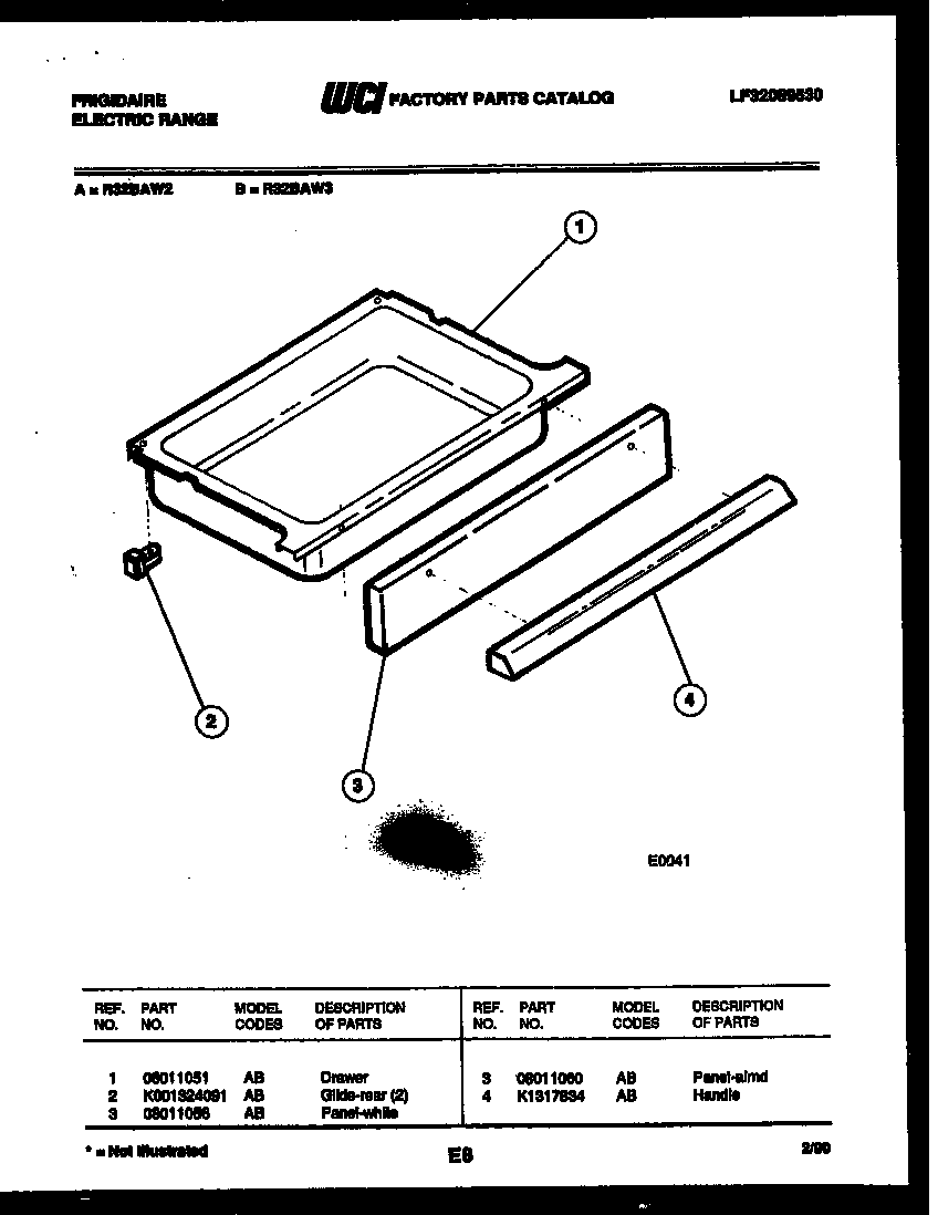 Frigidaire R32BAL3 drawer parts diagram