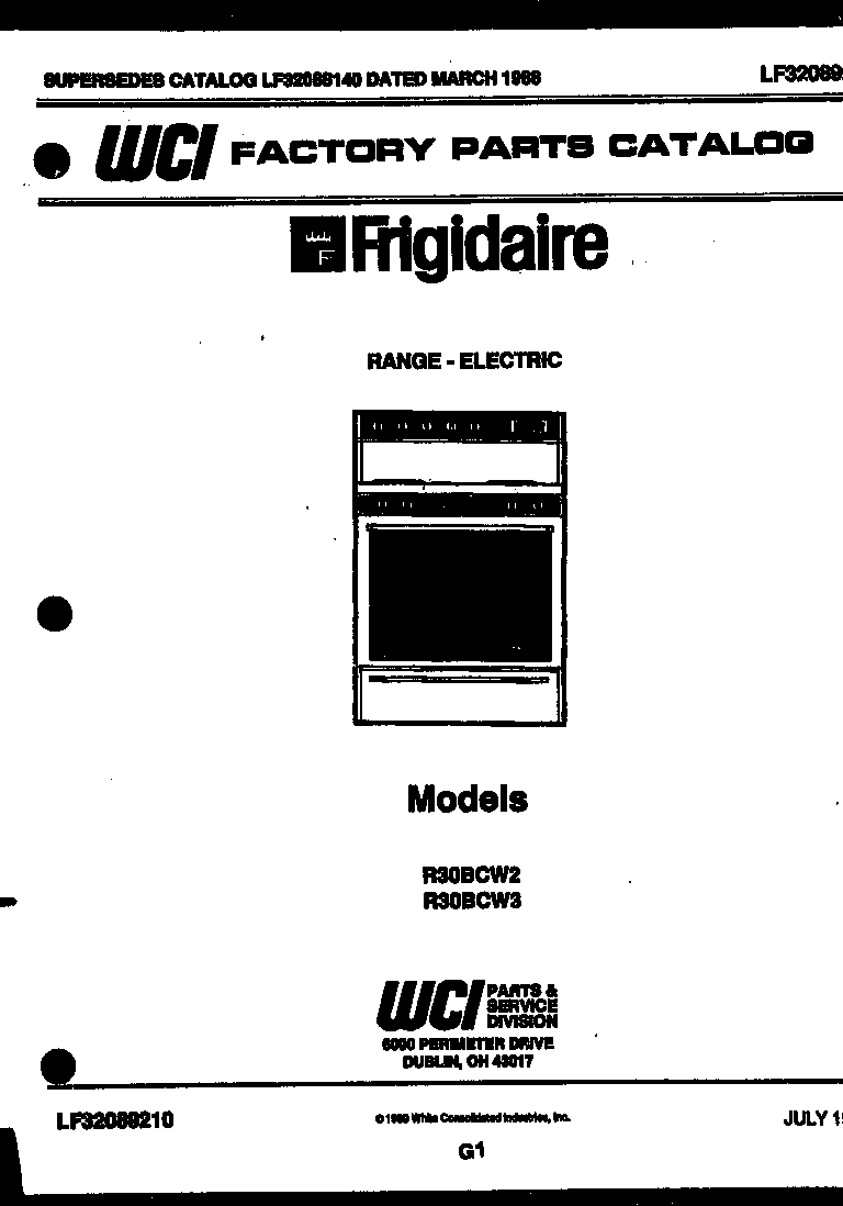 Frigidaire R30BCL2 cover diagram