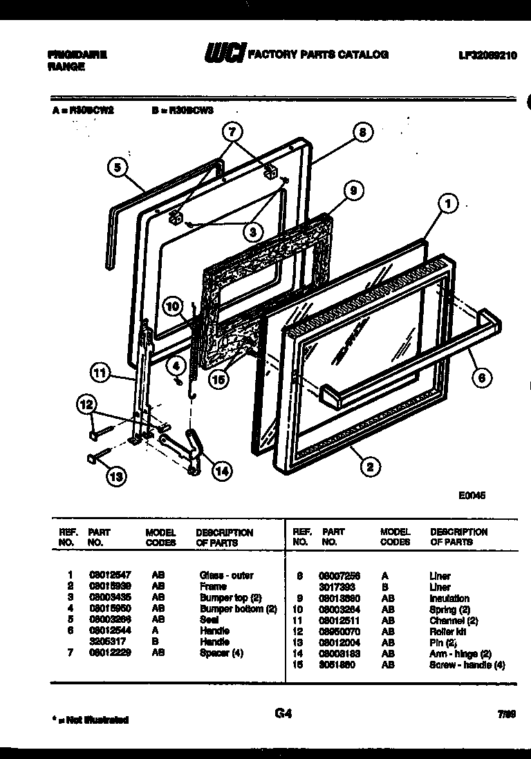 Frigidaire R30BCL2 door parts diagram