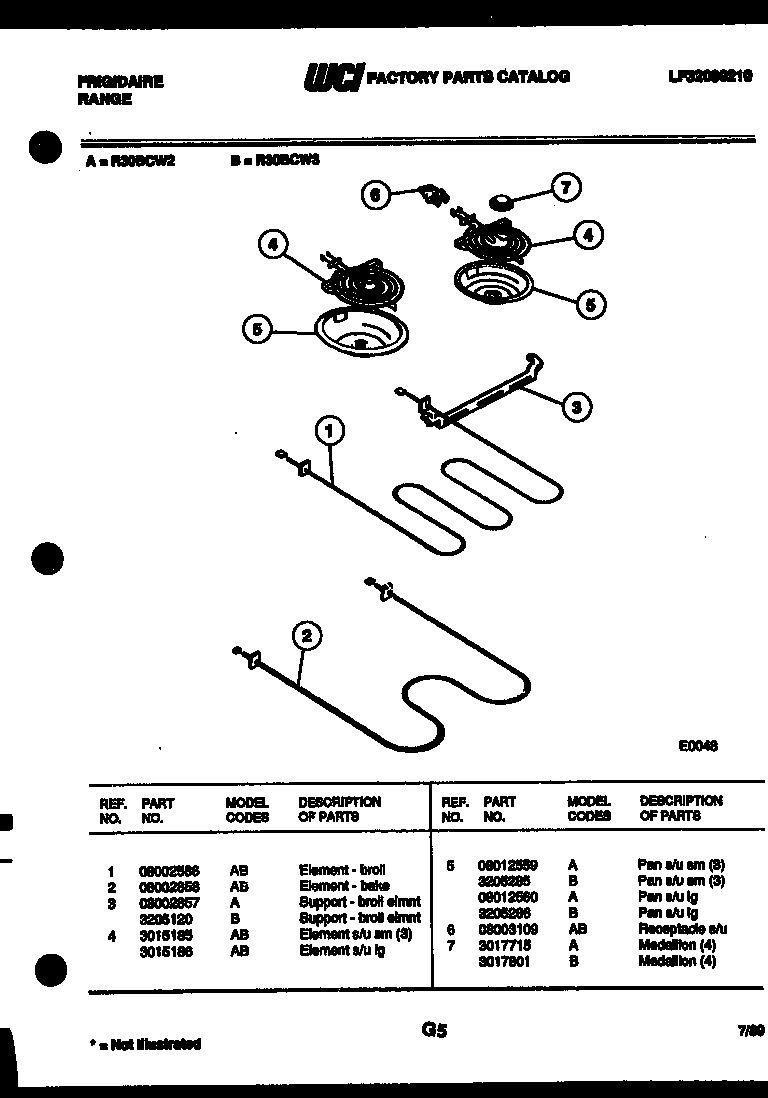Frigidaire R30BCL2 broiler parts diagram