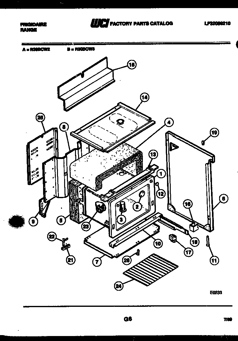 Frigidaire R30BCL2 body parts diagram