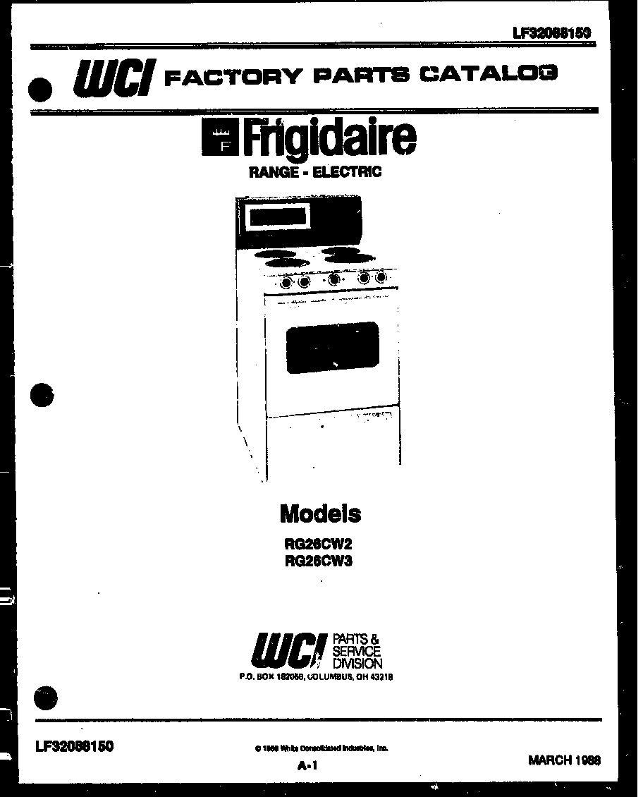 Frigidaire RG26CW2 cover diagram