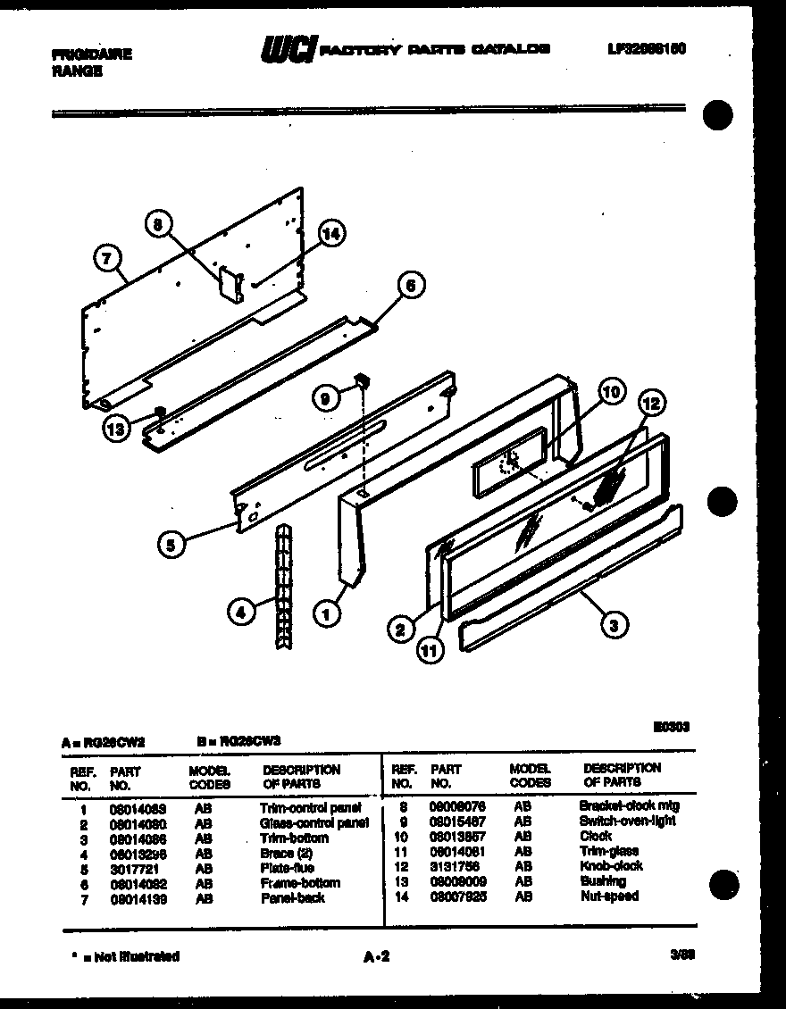 Frigidaire RG26CW2 backguard diagram