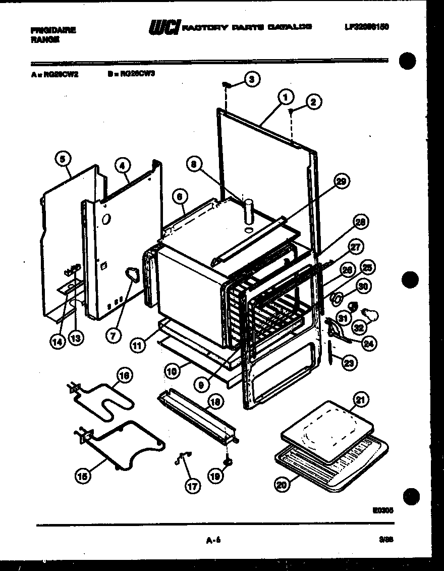 Frigidaire RG26CW2 body parts diagram