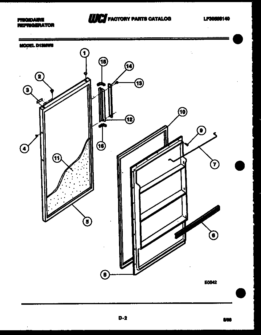 Frigidaire D13MH8 door parts diagram