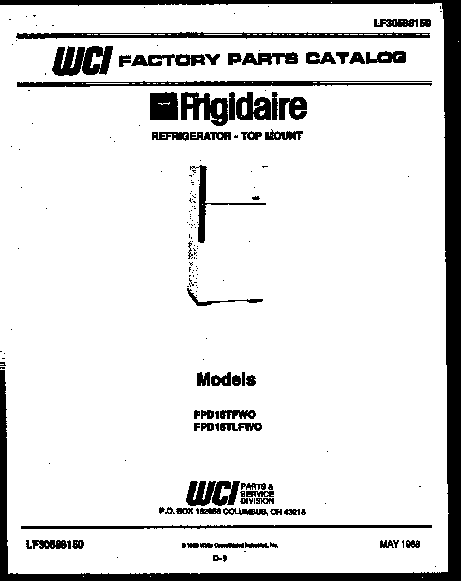 Frigidaire FPD18TFL0 cover page diagram