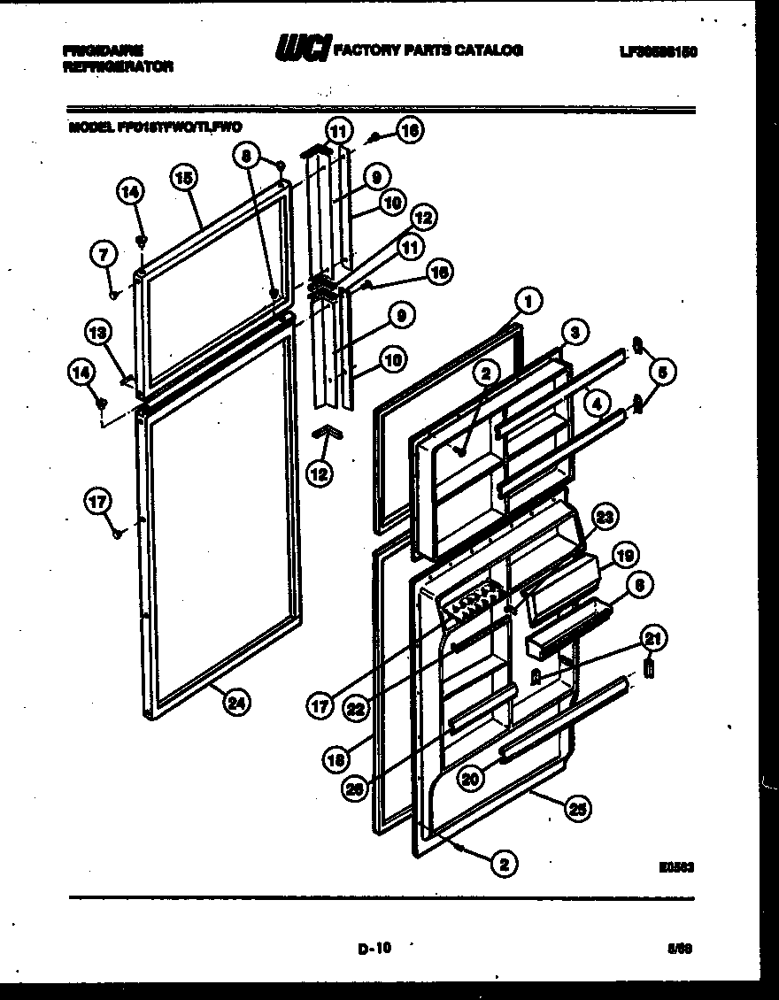 Frigidaire FPD18TFL0 door parts diagram