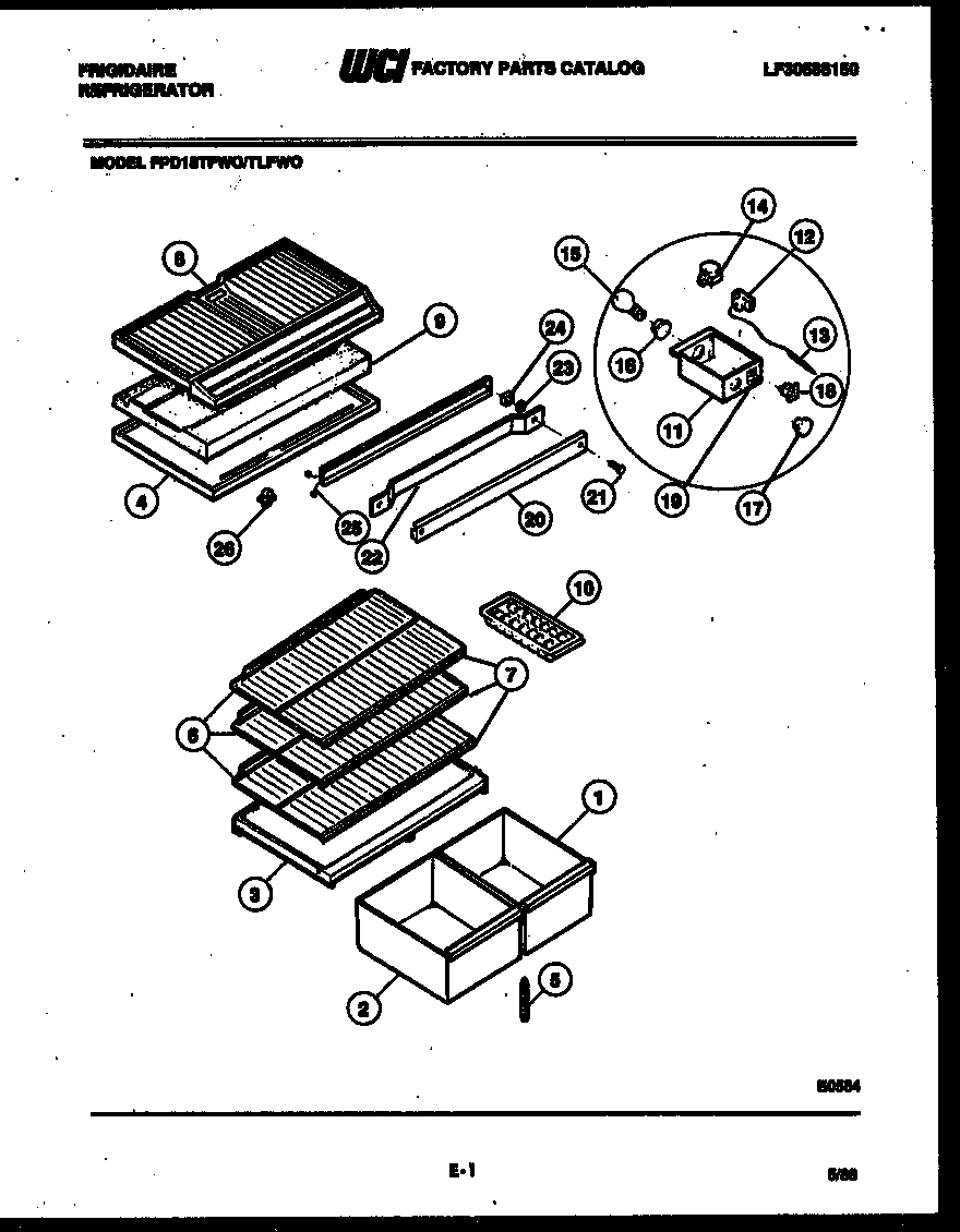 Frigidaire FPD18TFL0 shelves and supports diagram