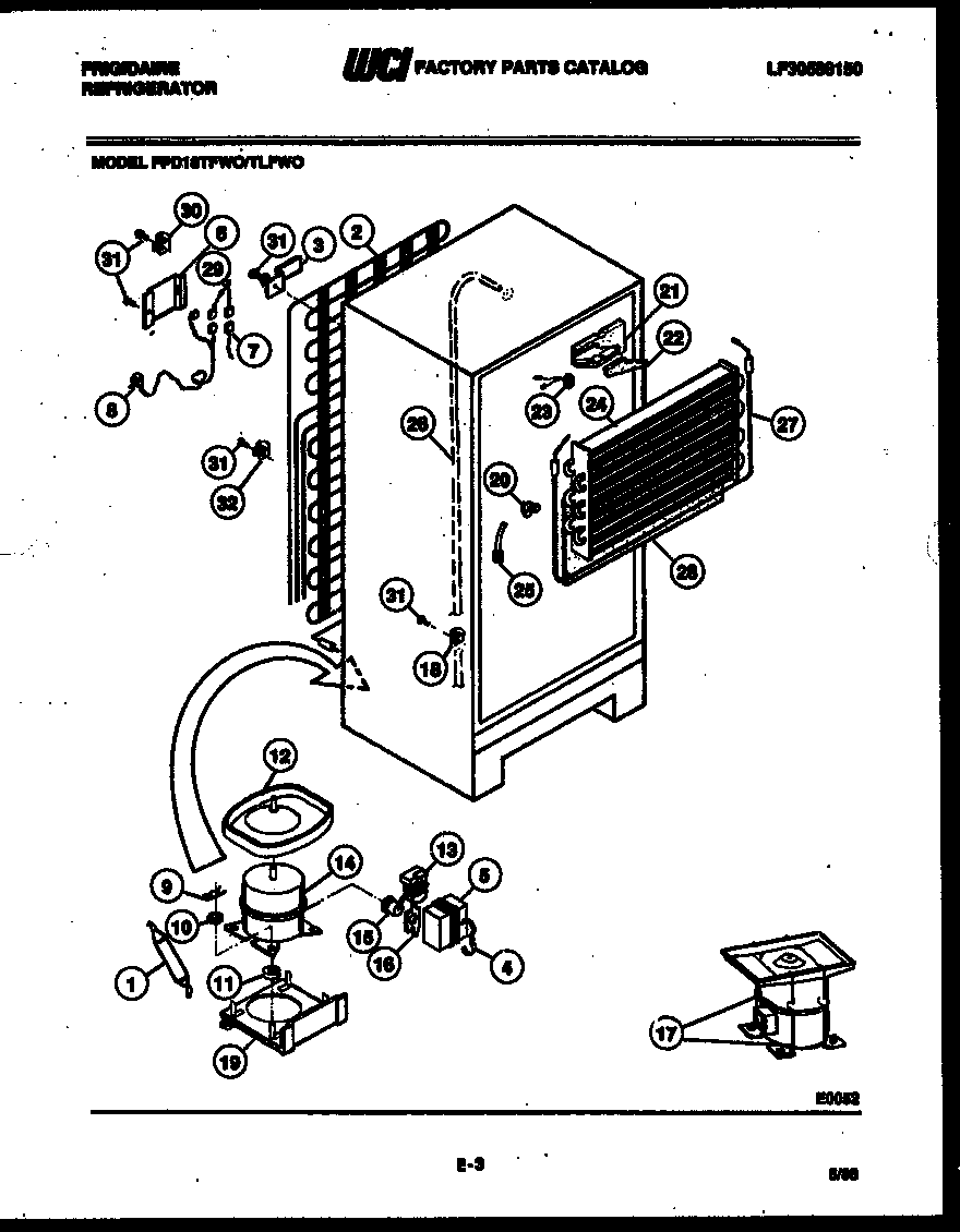 Frigidaire FPD18TFL0 system and automatic defrost parts diagram