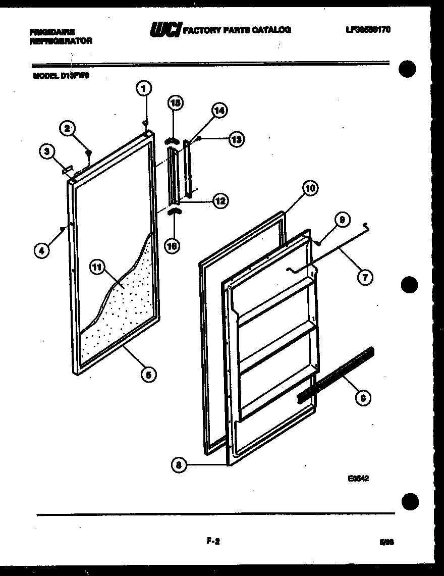 Frigidaire D13FA0 door parts diagram