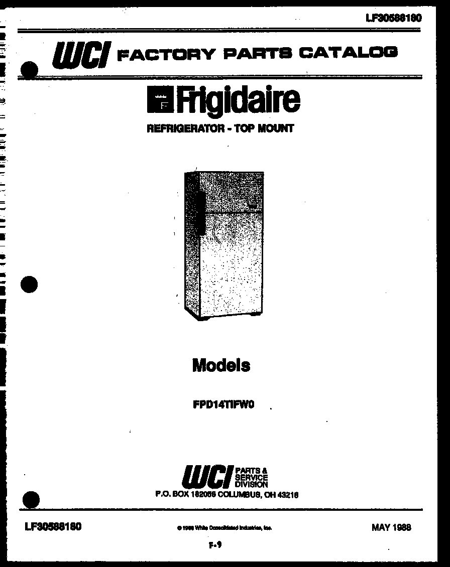 Frigidaire FPD14TIFW0 cover page diagram