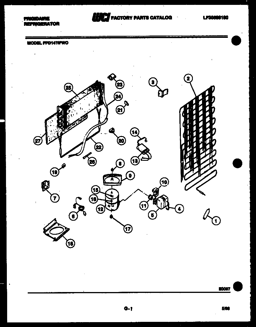 Frigidaire FPD14TIFW0 system and automatic defrost parts diagram