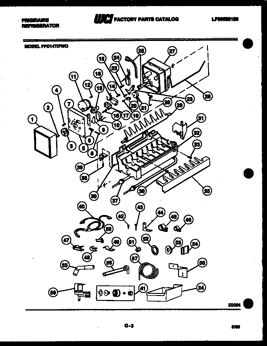 Frigidaire FPD14TIFW0 ice maker and installation parts diagram