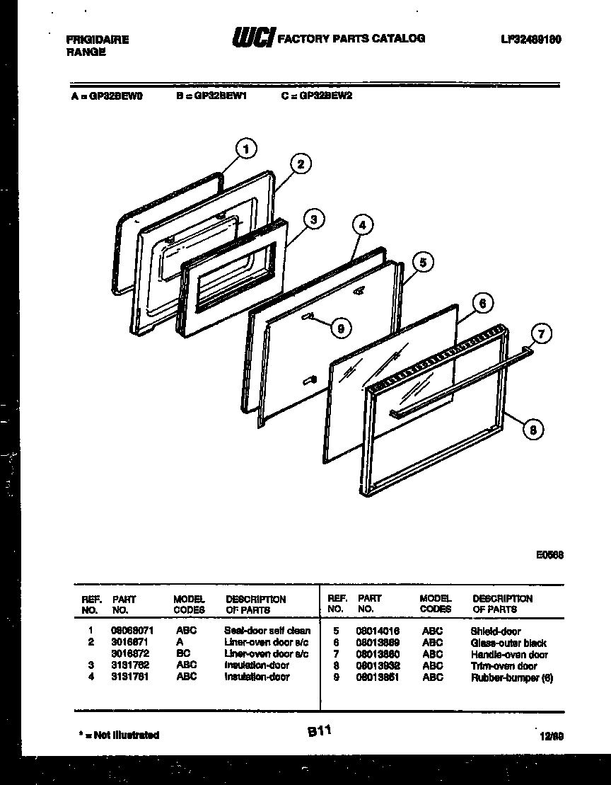 Frigidaire GP32BEL0 door parts diagram