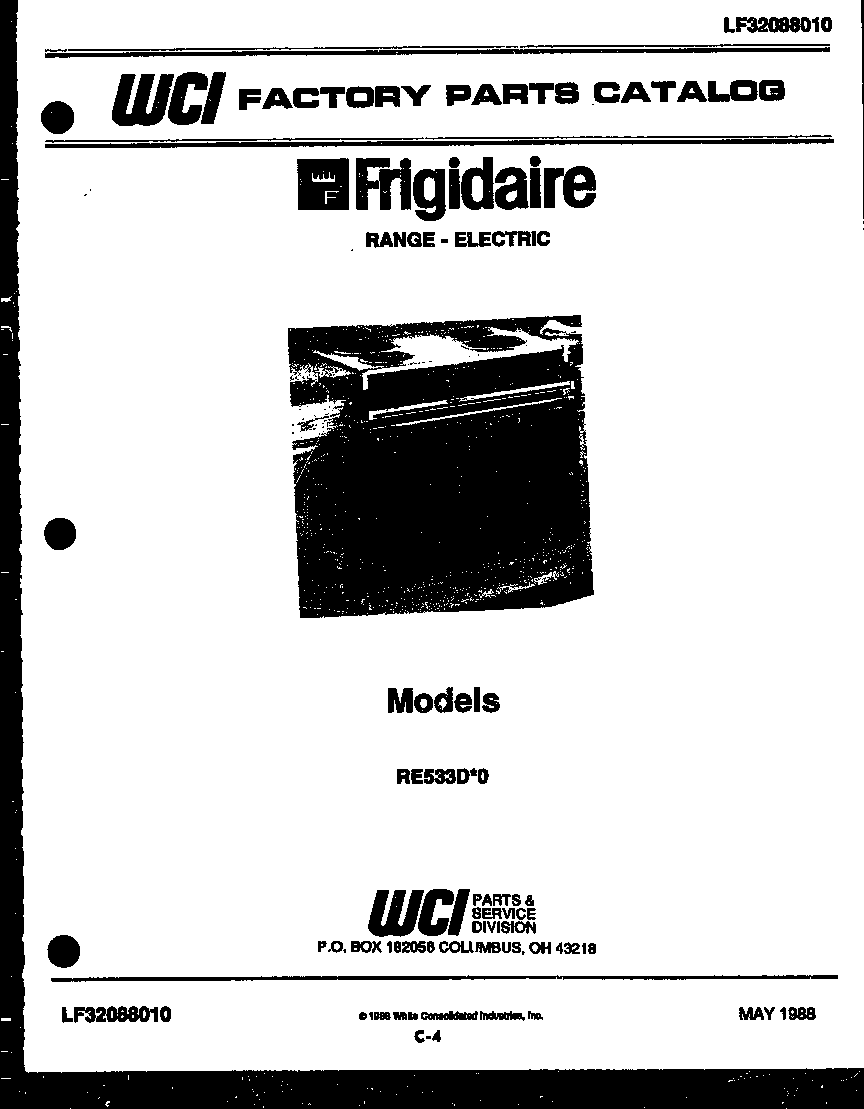 Frigidaire RE533DL0 cover diagram