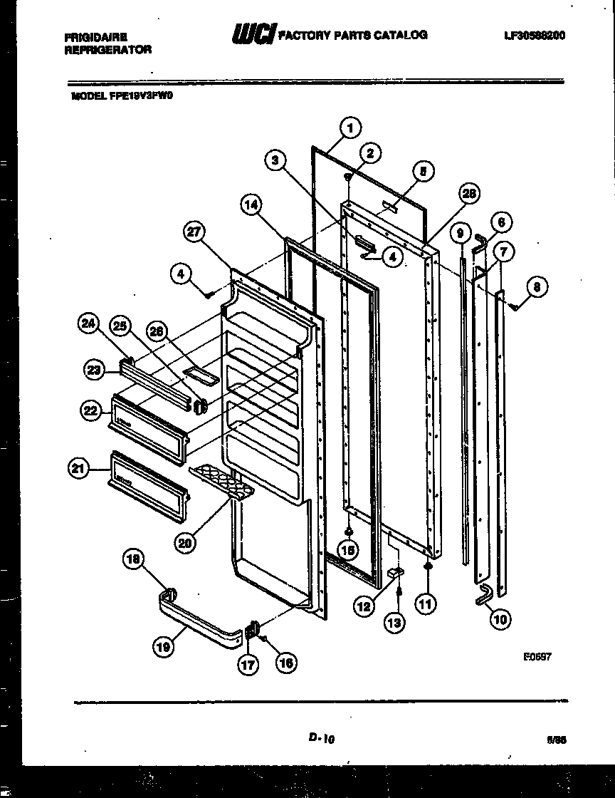 Frigidaire FPE19V3FH0 refrigerator door parts diagram