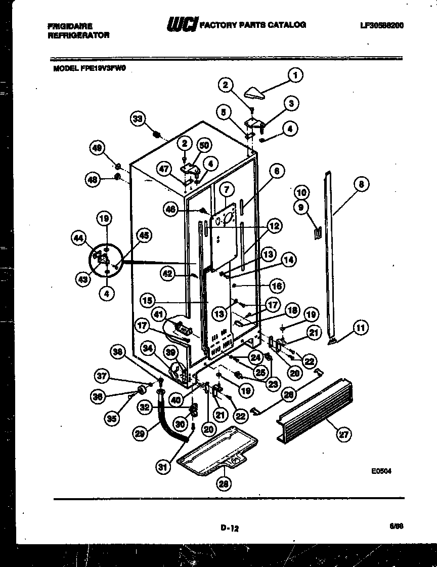 Frigidaire FPE19V3FH0 cabinet parts diagram