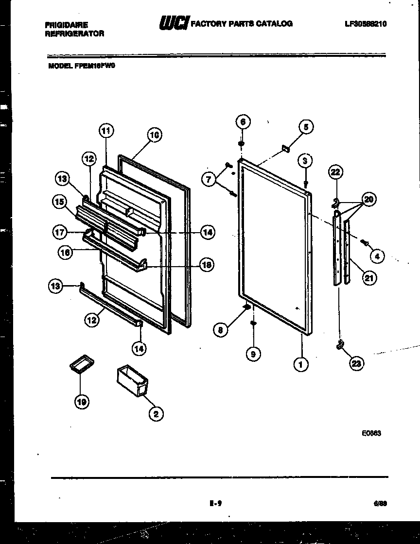 Frigidaire FPEM18FA0 door parts diagram