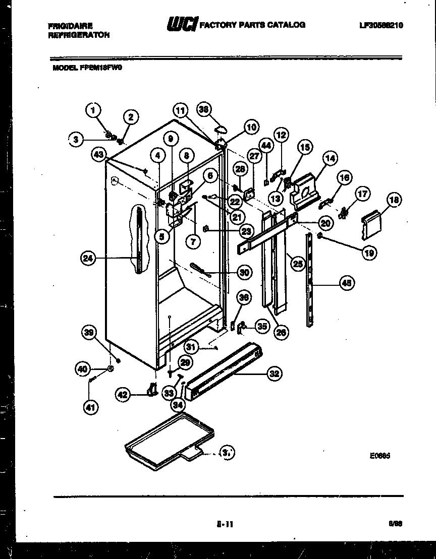 Frigidaire FPEM18FA0 cabinet parts diagram