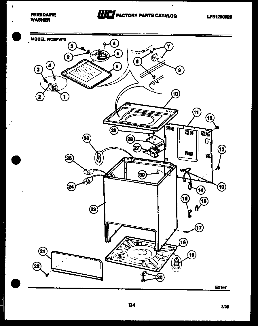 Frigidaire WCSFW0 cabinet parts diagram